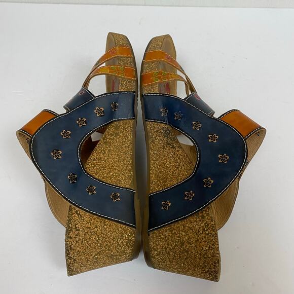 L'Artiste By Spring Step Jadora Leather Wedge Sandals Boho Artsy Size 10.5-11 - Picture 11 of 12
